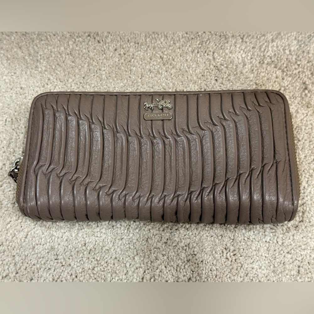 Coach Taupe Leather Wristlet